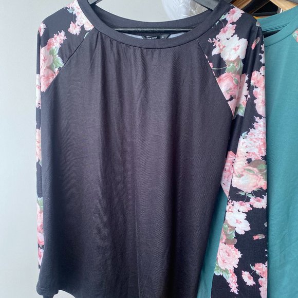 SHEIN Floral Raglan Sleeve T-shirt - Picture 1 of 2